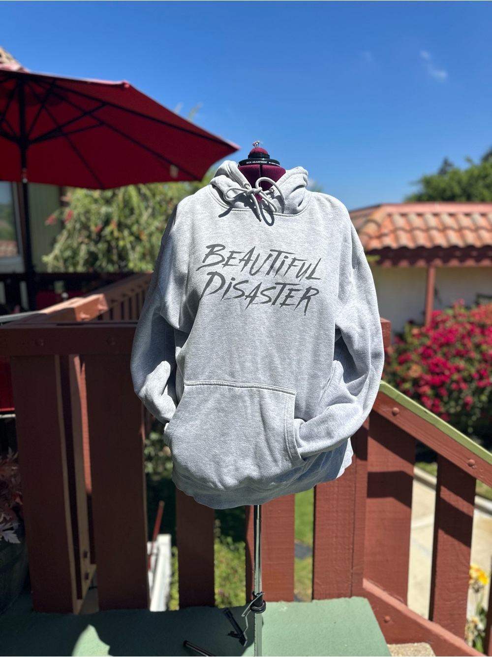 Beautiful Disaster Grey Hooded Sweatshirt Throw Me To the Wolves